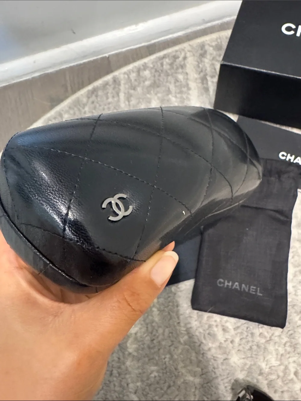 CHANEL Black Oversized cat eye Sunglasses (with box, case, pouch, etc)
